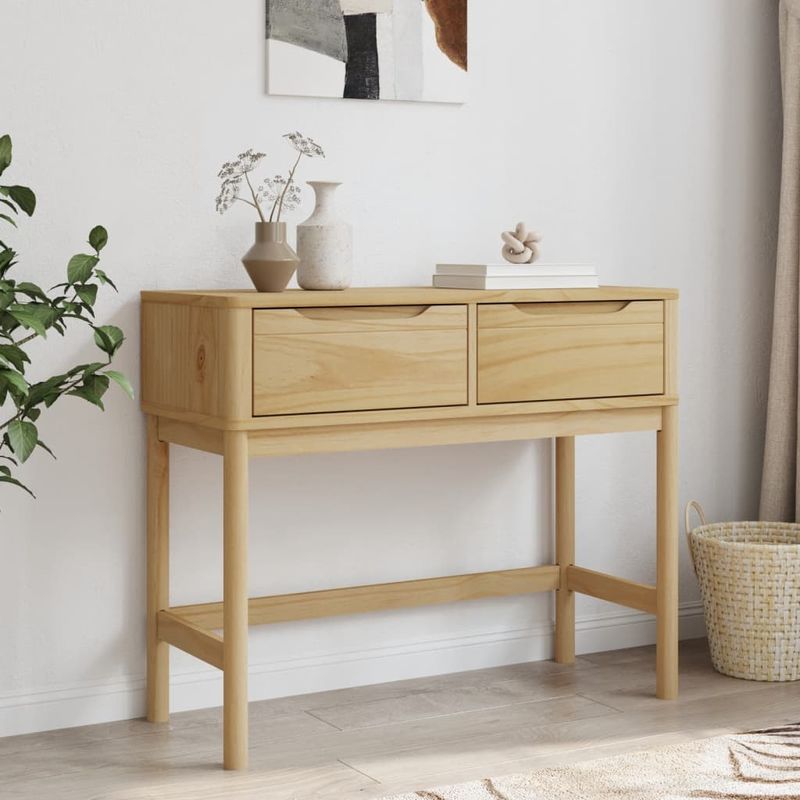 Casa si Gradina - Mobilier - Comode si corpuri - Console - Masuta consola FLORO maro ceara 89,5x36,5x73 cm lemn masiv pin - Infinity.ro