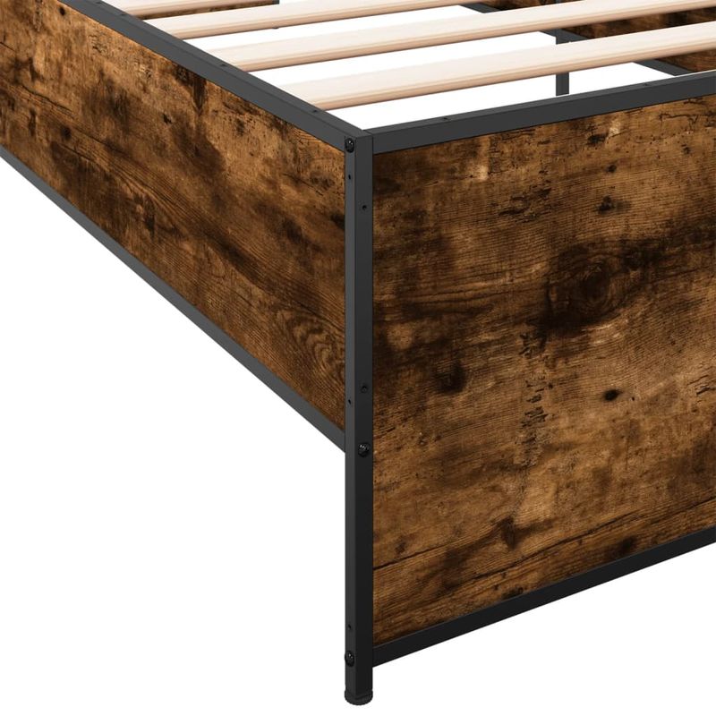 Casa si Gradina - Mobilier - Paturi si accesorii - Paturi - Cadru de pat, stejar fumuriu, 90x200cm, lemn prelucrat si metal - Infinity.ro