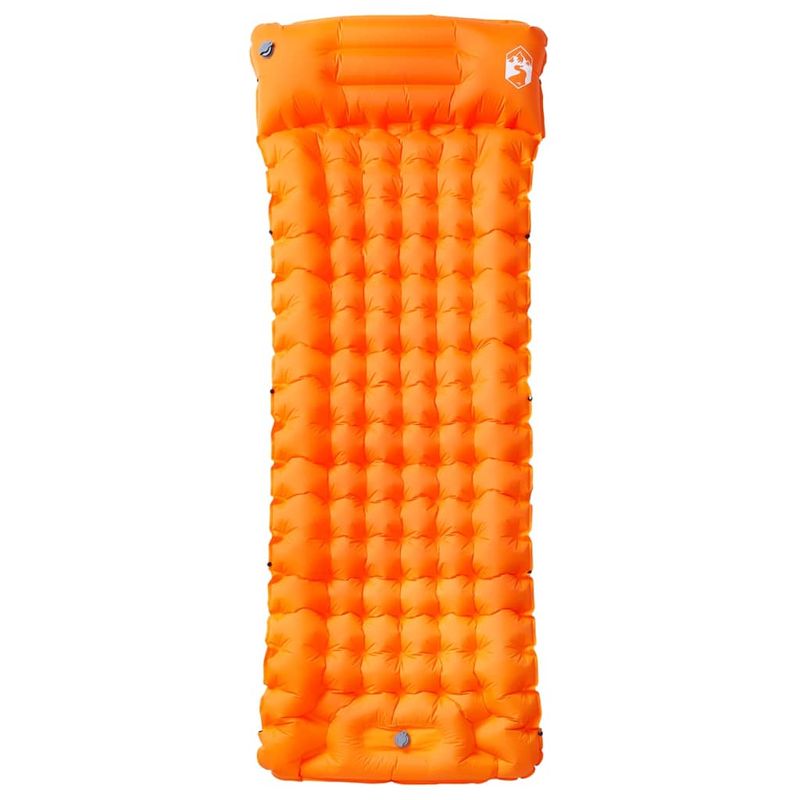 Sport si Outdoor - Camping - Saltele si accesorii pentru somn - Saltele camping - Saltea de camping auto-gonflabila cu perna integrata portocaliu - Infinity.ro
