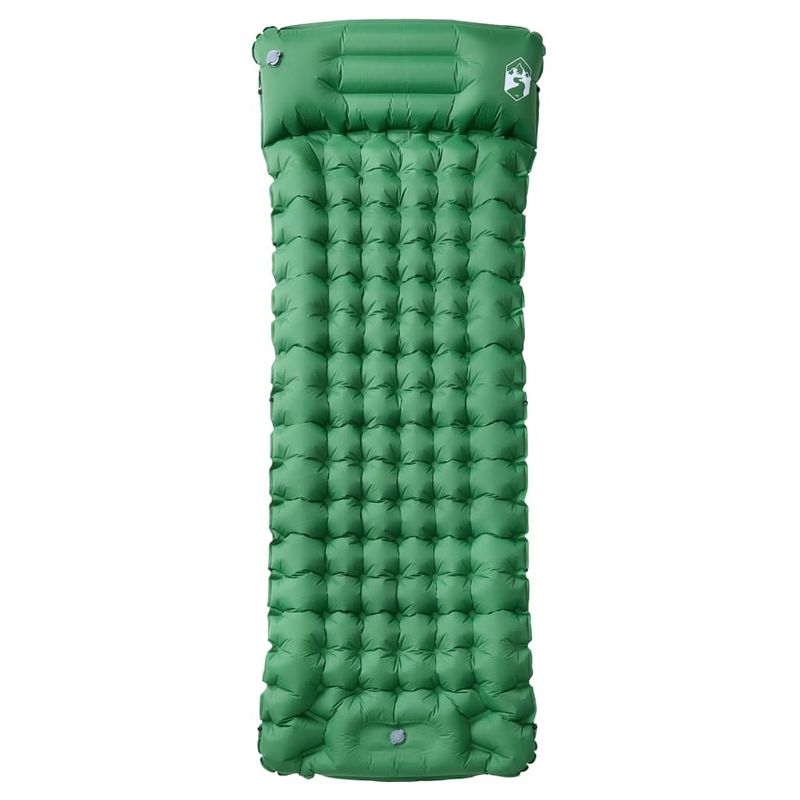Sport si Outdoor - Camping - Saltele si accesorii pentru somn - Saltele camping - Saltea de camping auto-gonflabila cu perna integrata, verde - Infinity.ro