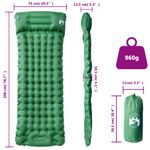 Sport si Outdoor - Camping - Saltele si accesorii pentru somn - Saltele camping - Saltea de camping auto-gonflabila cu perna integrata, verde - Infinity.ro
