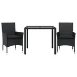 Casa si Gradina - Gradina si terasa - Mobilier exterior - Seturi mobila gradina - Set mobilier de gradina cu perne 3 piese negru poliratan&sticla - Infinity.ro