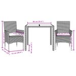 Casa si Gradina - Gradina si terasa - Mobilier exterior - Seturi mobila gradina - Set mobilier de gradina cu perne 3 piese negru poliratan&sticla - Infinity.ro
