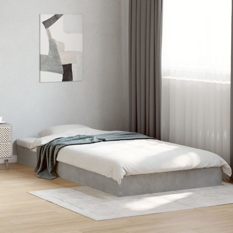 Casa si Gradina - Mobilier - Paturi si accesorii - Paturi - Cadru de pat, gri beton, 100x200 cm, lemn prelucrat - Infinity.ro