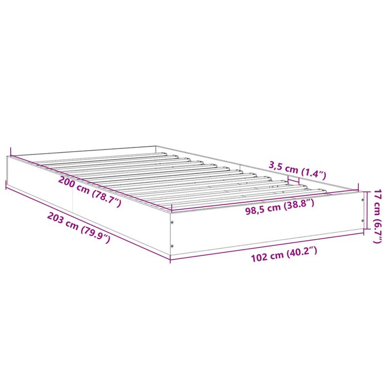 Casa si Gradina - Mobilier - Paturi si accesorii - Paturi - Cadru de pat, gri beton, 100x200 cm, lemn prelucrat - Infinity.ro