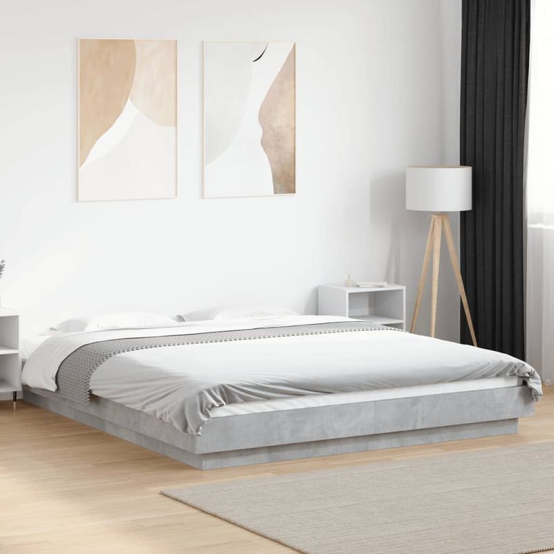 Casa si Gradina - Mobilier - Paturi si accesorii - Paturi - Cadru de pat, gri beton, 160x200 cm, lemn prelucrat - Infinity.ro