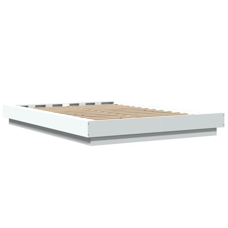 Casa si Gradina - Mobilier - Paturi si accesorii - Paturi - Cadru de pat cu lumini LED, alb, 135x190 cm, lemn prelucrat - Infinity.ro