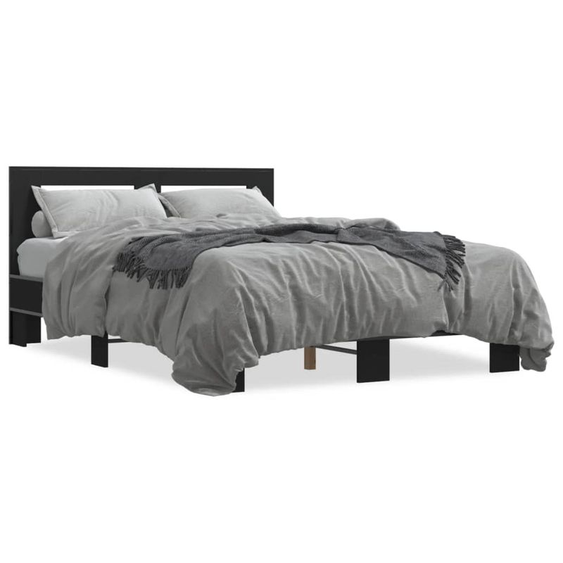 Casa si Gradina - Mobilier - Paturi si accesorii - Paturi - Cadru de pat, negru, 140x200 cm, lemn prelucrat si metal - Infinity.ro
