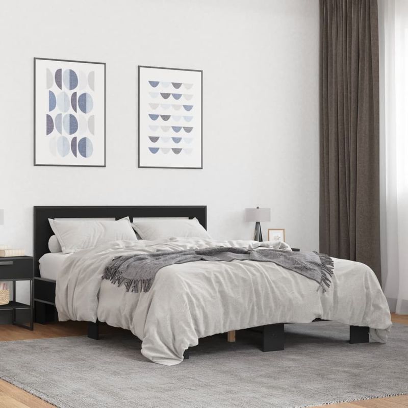 Casa si Gradina - Mobilier - Paturi si accesorii - Paturi - Cadru de pat, negru, 140x200 cm, lemn prelucrat si metal - Infinity.ro