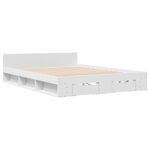 Casa si Gradina - Mobilier - Paturi si accesorii - Paturi - Cadru pat cu sertare alb extralucios 140x200 cm, lemn prelucrat - Infinity.ro