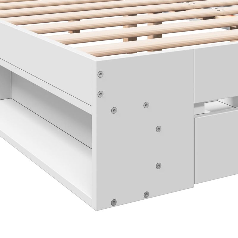 Casa si Gradina - Mobilier - Paturi si accesorii - Paturi - Cadru pat cu sertare alb extralucios 140x200 cm, lemn prelucrat - Infinity.ro