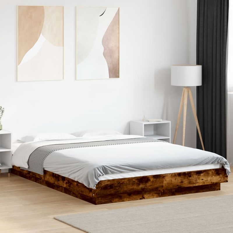 Casa si Gradina - Mobilier - Paturi si accesorii - Paturi - Cadru de pat, stejar fumuriu, 120x200 cm, lemn prelucrat - Infinity.ro