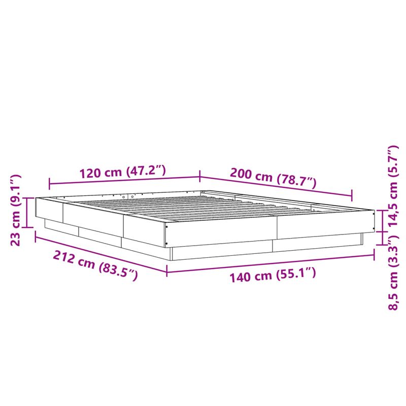 Casa si Gradina - Mobilier - Paturi si accesorii - Paturi - Cadru de pat, stejar fumuriu, 120x200 cm, lemn prelucrat - Infinity.ro