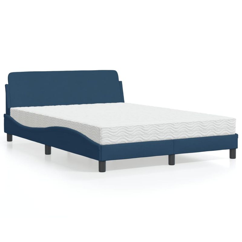 Casa si Gradina - Mobilier - Paturi si accesorii - Paturi - Pat cu saltea, albastru, 140x200cm, material textil - Infinity.ro