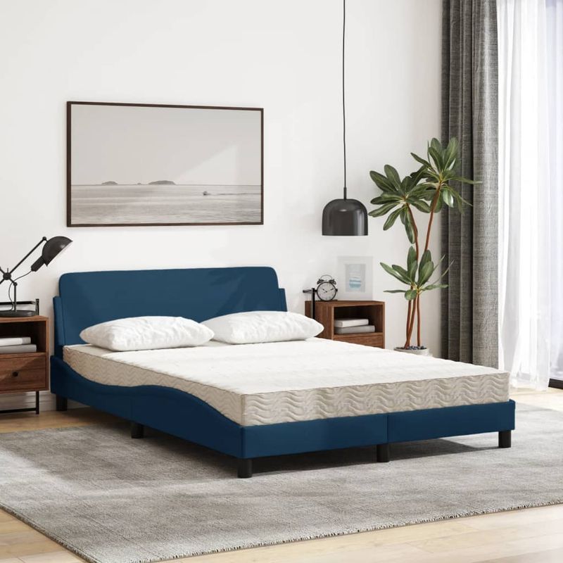 Casa si Gradina - Mobilier - Paturi si accesorii - Paturi - Pat cu saltea, albastru, 140x200cm, material textil - Infinity.ro