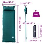 Sport si Outdoor - Camping - Saltele si accesorii pentru somn - Saltele camping - Saltea de camping auto-gonflabila cu perna integrata, verde - Infinity.ro