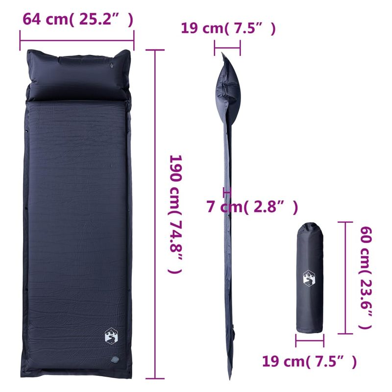 Sport si Outdoor - Camping - Saltele si accesorii pentru somn - Saltele camping - Saltea de camping auto-gonflabila, cu perna integrata, gri - Infinity.ro
