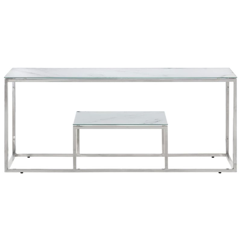 Casa si Gradina - Mobilier - Mese si birouri - Masute de cafea - Masuta de cafea, otel inoxidabil argintiu si sticla securizata - Infinity.ro