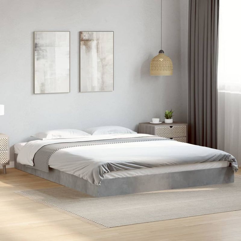 Casa si Gradina - Mobilier - Paturi si accesorii - Paturi - Cadru de pat, gri beton, 160x200 cm, lemn prelucrat - Infinity.ro