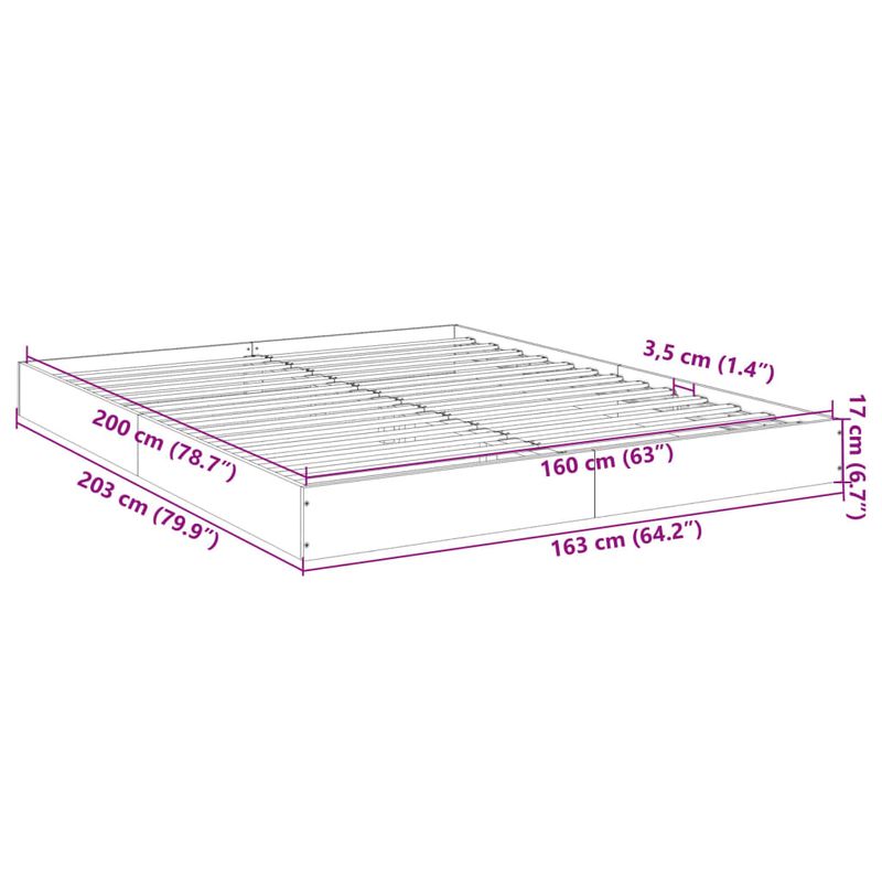 Casa si Gradina - Mobilier - Paturi si accesorii - Paturi - Cadru de pat, gri beton, 160x200 cm, lemn prelucrat - Infinity.ro