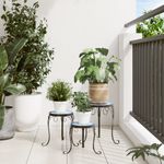 Casa si Gradina - Gradinarit si plante - Plante si ghivece - Ghivece si suporturi - Suporturi pentru plante, 3 buc., albastru si alb, ceramica - Infinity.ro