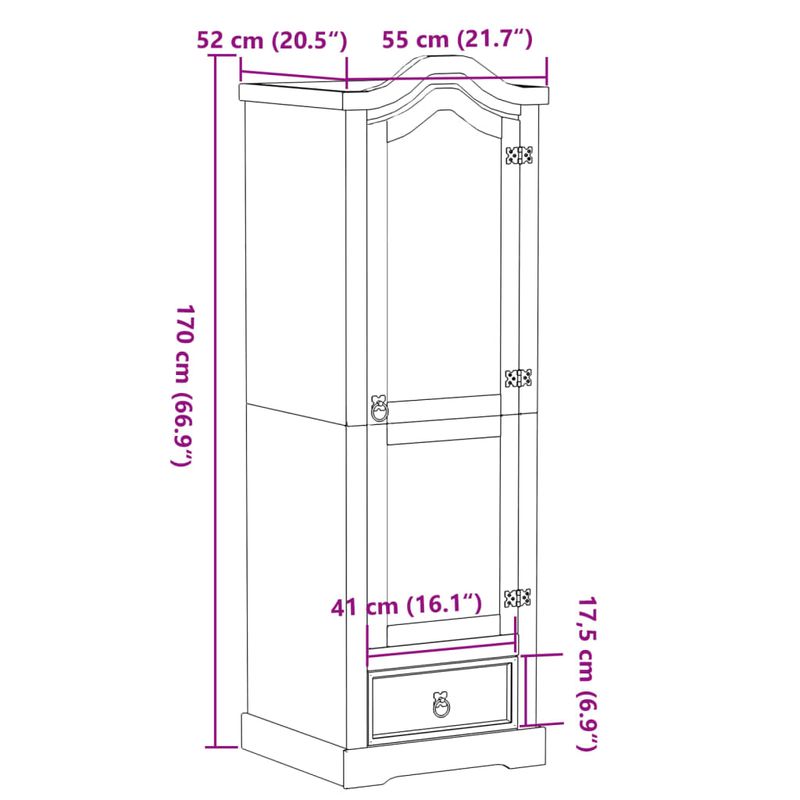 Casa si Gradina - Mobilier - Dulapuri si sifoniere - Sifoniere - Sifonier Corona, 55x52x170 cm, lemn masiv de pin - Infinity.ro
