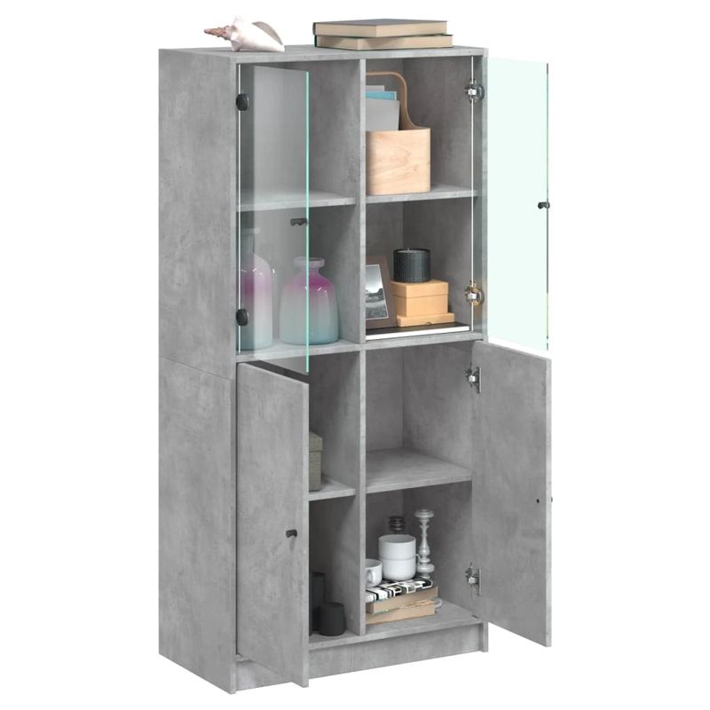 Casa si Gradina - Mobilier - Comode si corpuri - Corpuri bucatarie - Dulap inalt cu usi, gri beton, 68x37x142 cm, lemn compozit - Infinity.ro