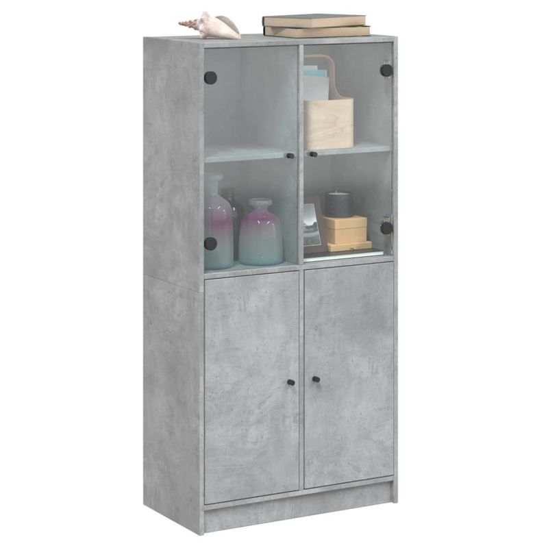 Casa si Gradina - Mobilier - Comode si corpuri - Corpuri bucatarie - Dulap inalt cu usi, gri beton, 68x37x142 cm, lemn compozit - Infinity.ro