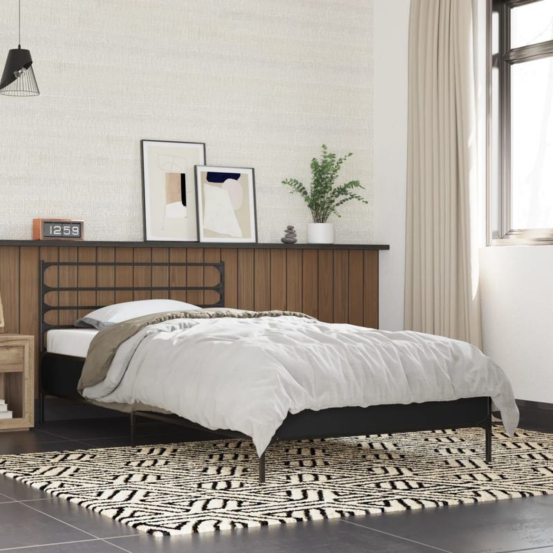 Casa si Gradina - Mobilier - Paturi si accesorii - Paturi - Cadru de pat, negru, 100x200 cm, lemn prelucrat si metal - Infinity.ro