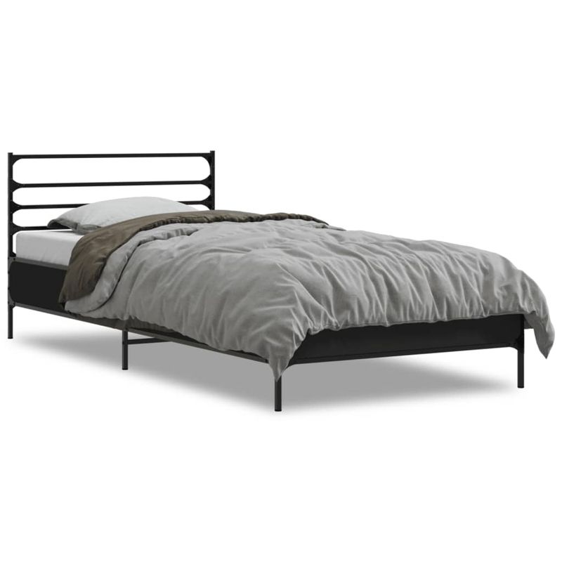 Casa si Gradina - Mobilier - Paturi si accesorii - Paturi - Cadru de pat, negru, 100x200 cm, lemn prelucrat si metal - Infinity.ro