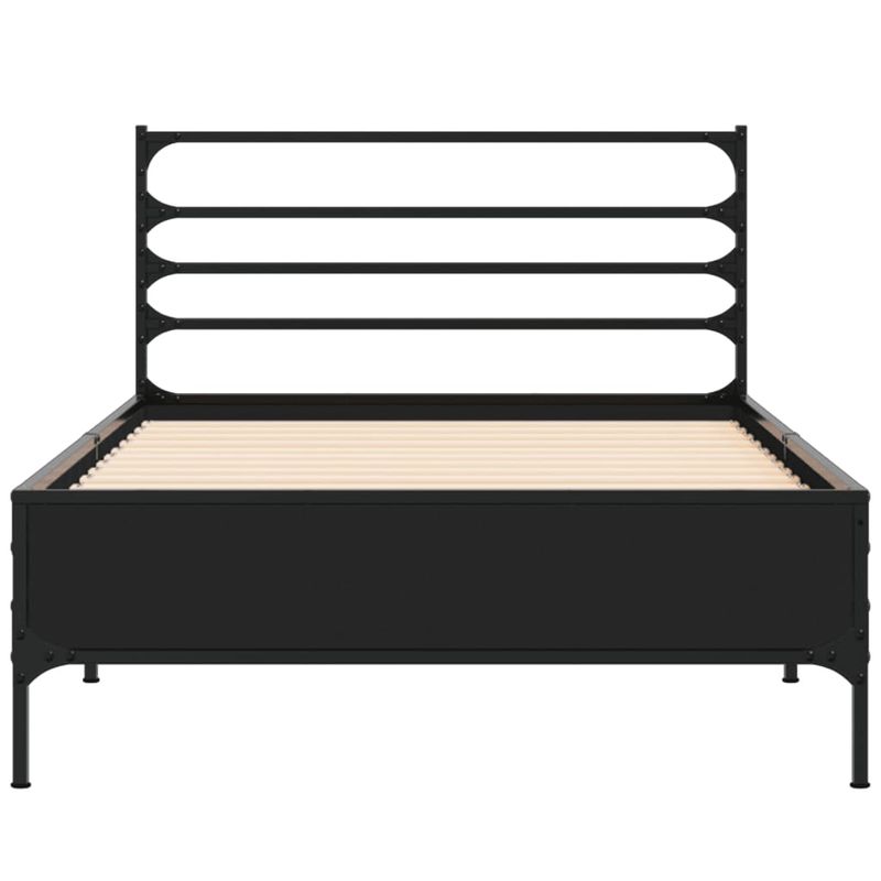 Casa si Gradina - Mobilier - Paturi si accesorii - Paturi - Cadru de pat, negru, 100x200 cm, lemn prelucrat si metal - Infinity.ro