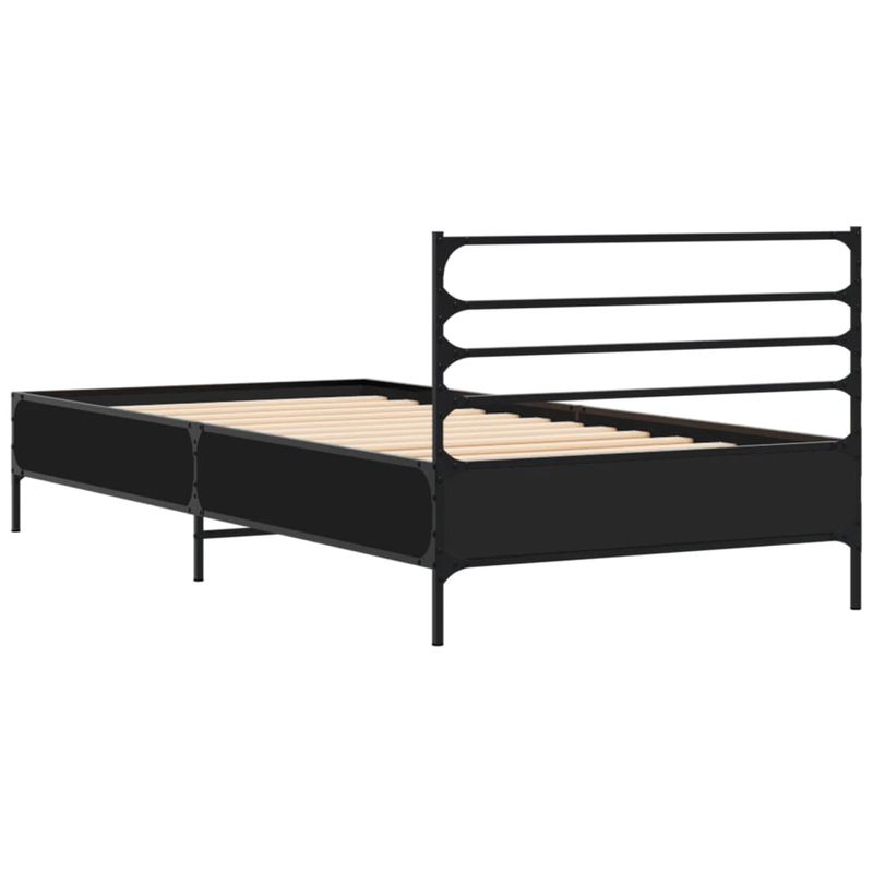 Casa si Gradina - Mobilier - Paturi si accesorii - Paturi - Cadru de pat, negru, 100x200 cm, lemn prelucrat si metal - Infinity.ro
