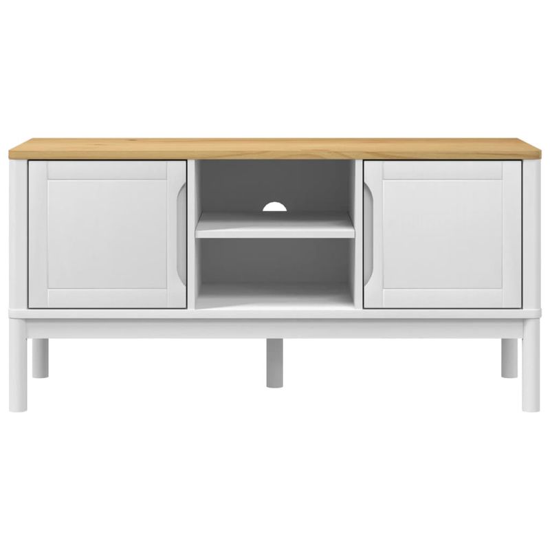 Casa si Gradina - Mobilier - Comode si corpuri - Comode - Dulap TV "FLORO", alb, 114x43x55 cm, lemn masiv de pin - Infinity.ro
