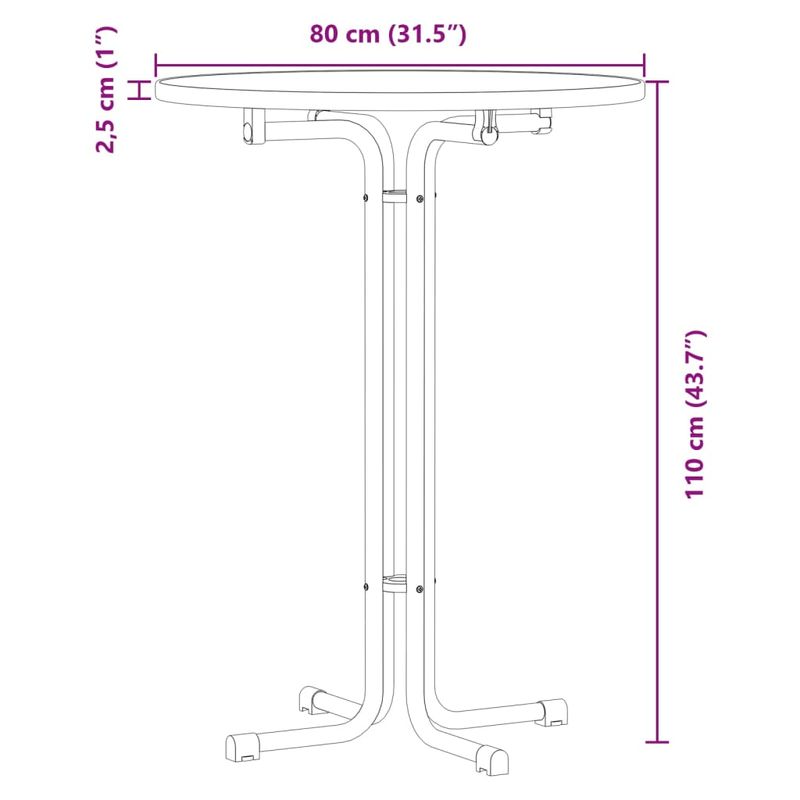 Casa si Gradina - Mobilier - Mese si birouri - Mese bucatarie si dining - Masa de bucatarie, alb, Ø80x110 cm, lemn prelucrat si otel - Infinity.ro