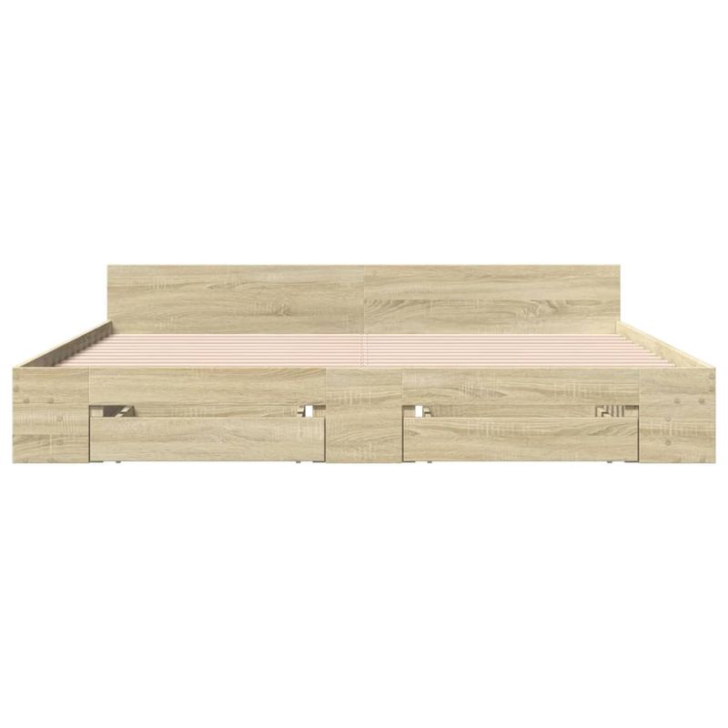 Casa si Gradina - Mobilier - Paturi si accesorii - Paturi - Cadru de pat cu sertare stejar sonoma 200x200 cm lemn prelucrat - Infinity.ro