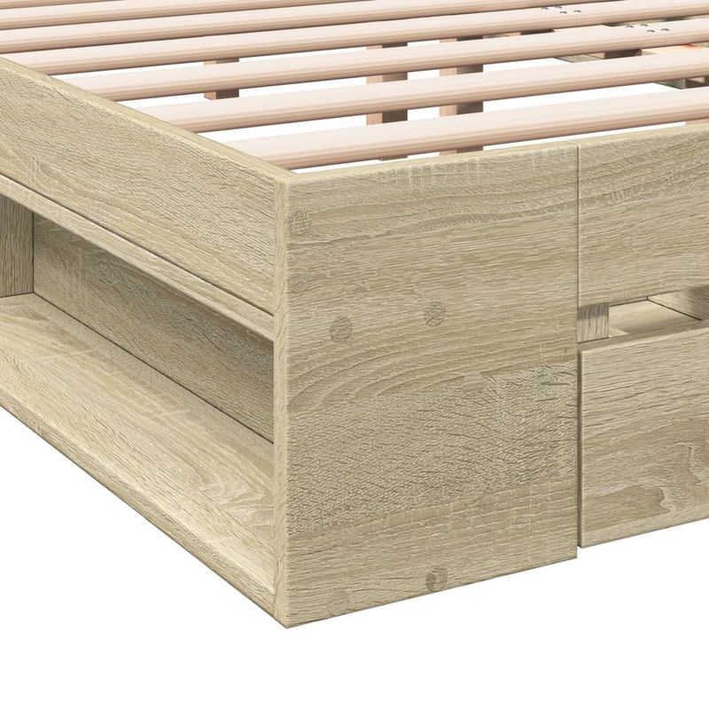 Casa si Gradina - Mobilier - Paturi si accesorii - Paturi - Cadru de pat cu sertare stejar sonoma 200x200 cm lemn prelucrat - Infinity.ro