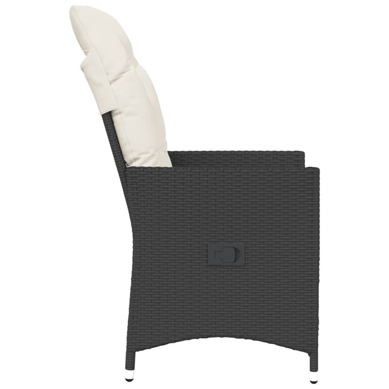 Casa si Gradina - Gradina si terasa - Mobilier exterior - Scaune si sezlonguri gradina - Scaun de gradina rabatabil cu perne, negru, poliratan - Infinity.ro