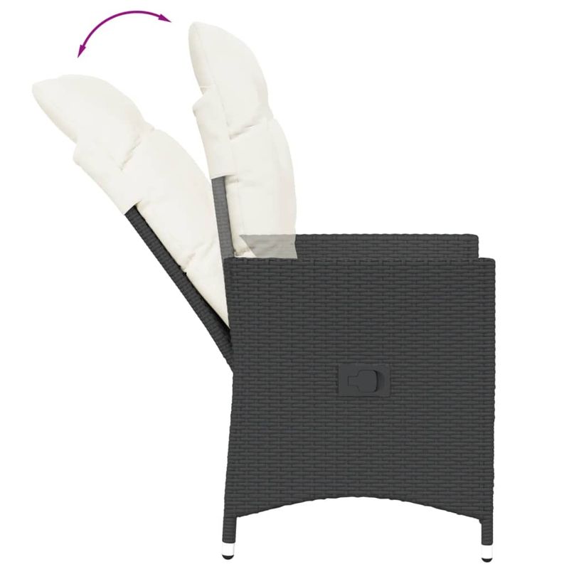 Casa si Gradina - Gradina si terasa - Mobilier exterior - Scaune si sezlonguri gradina - Scaun de gradina rabatabil cu perne, negru, poliratan - Infinity.ro