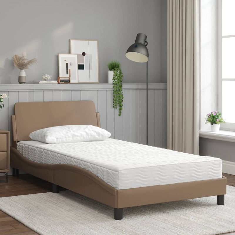 Casa si Gradina - Mobilier - Paturi si accesorii - Paturi - Pat cu saltea, cappuccino, 100x200cm piele ecologica - Infinity.ro