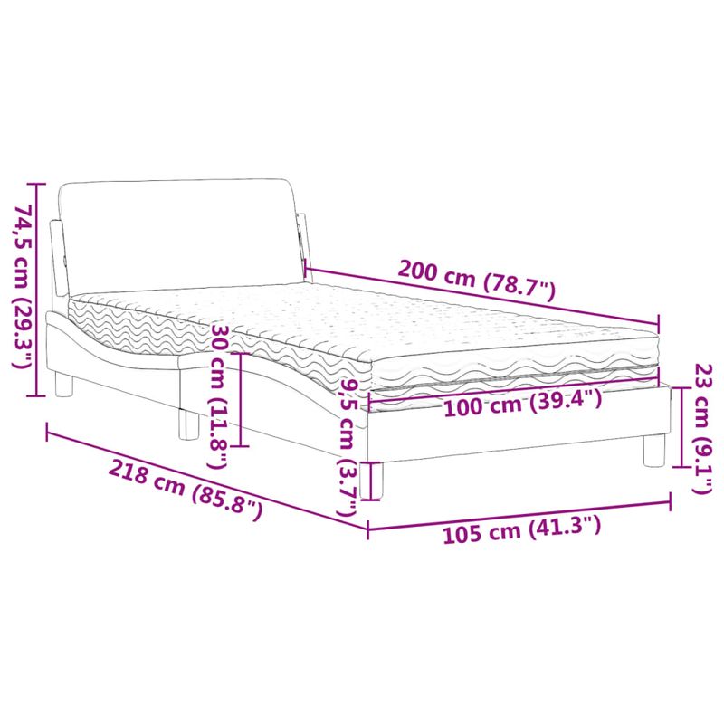 Casa si Gradina - Mobilier - Paturi si accesorii - Paturi - Pat cu saltea, cappuccino, 100x200cm piele ecologica - Infinity.ro