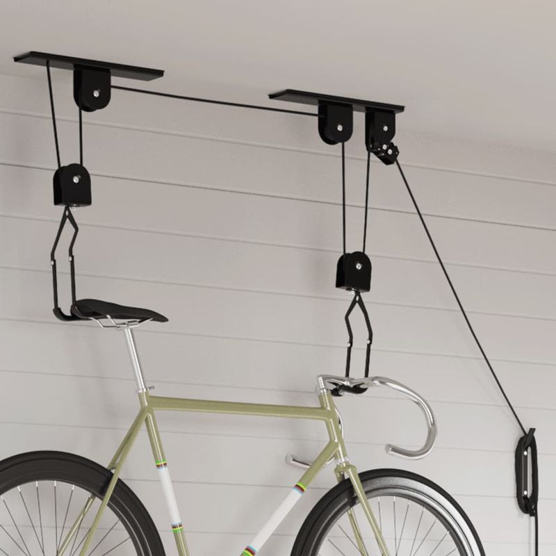 Sport si Outdoor - Ciclism - Accesorii pentru biciclete - Suporturi accesorii biciclete - Palanuri pentru biciclete cu suport pe tavan, 2 buc., 20 kg - Infinity.ro