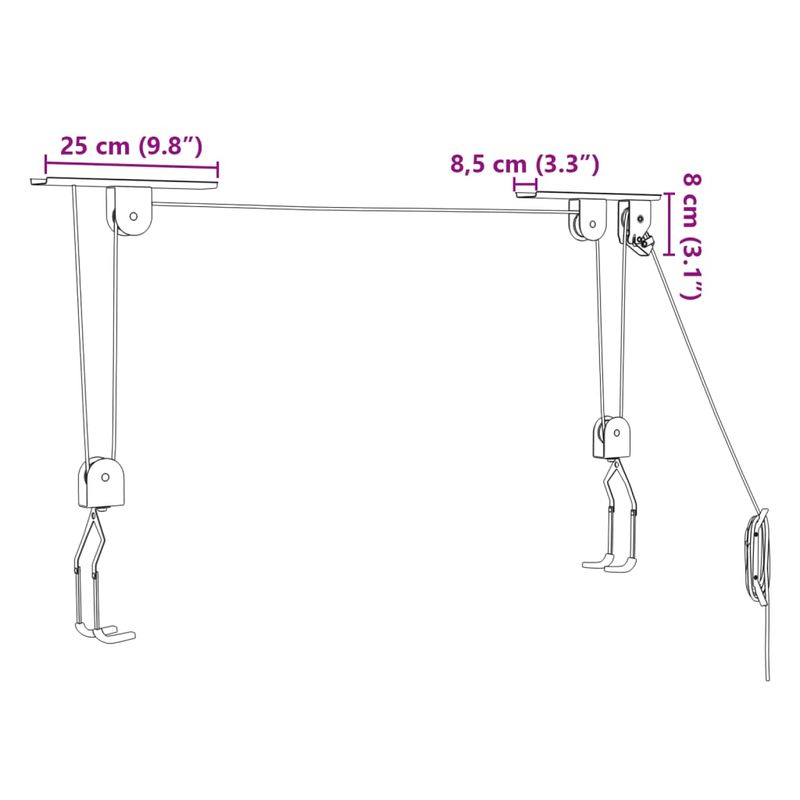 Sport si Outdoor - Ciclism - Accesorii pentru biciclete - Suporturi accesorii biciclete - Palanuri pentru biciclete cu suport pe tavan, 2 buc., 20 kg - Infinity.ro