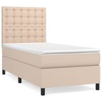 Casa si Gradina - Mobilier - Paturi si accesorii - Paturi - Pat box spring cu saltea, cappuccino, 90x190 cm piele ecologica - Infinity.ro