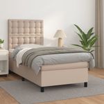 Casa si Gradina - Mobilier - Paturi si accesorii - Paturi - Pat box spring cu saltea, cappuccino, 90x190 cm piele ecologica - Infinity.ro