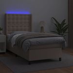 Casa si Gradina - Mobilier - Paturi si accesorii - Paturi - Pat cu arcuri, cu saltea si LED cappuccino 90x190 cm, piele eco - Infinity.ro
