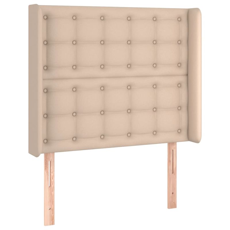 Casa si Gradina - Mobilier - Paturi si accesorii - Paturi - Pat cu arcuri, cu saltea si LED cappuccino 90x190 cm, piele eco - Infinity.ro