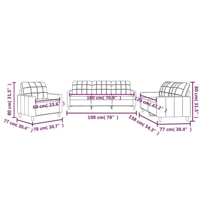 Casa si Gradina - Mobilier - Seturi de mobilier - Seturi living - Set de canapea cu perne, 3 piese, gri taupe, material textil - Infinity.ro