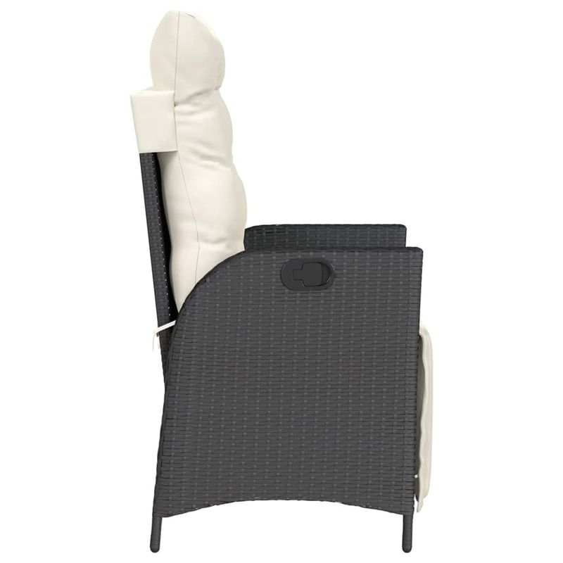 Casa si Gradina - Gradina si terasa - Mobilier exterior - Scaune si sezlonguri gradina - Scaun de gradina rabatabil cu suport picioare, negru, poliratan - Infinity.ro