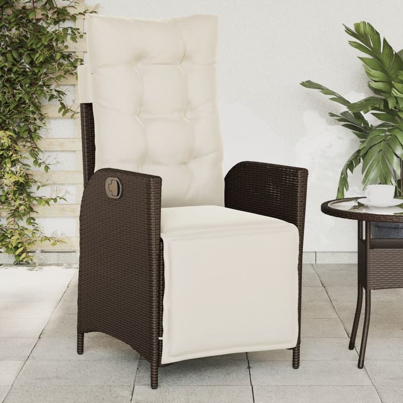 Casa si Gradina - Gradina si terasa - Mobilier exterior - Scaune si sezlonguri gradina - Scaun de gradina rabatabil cu suport picioare, maro, poliratan - Infinity.ro