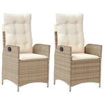 Casa si Gradina - Gradina si terasa - Mobilier exterior - Scaune si sezlonguri gradina - Scaune de gradina rabatabile cu perne, 2 buc., bej, poliratan - Infinity.ro